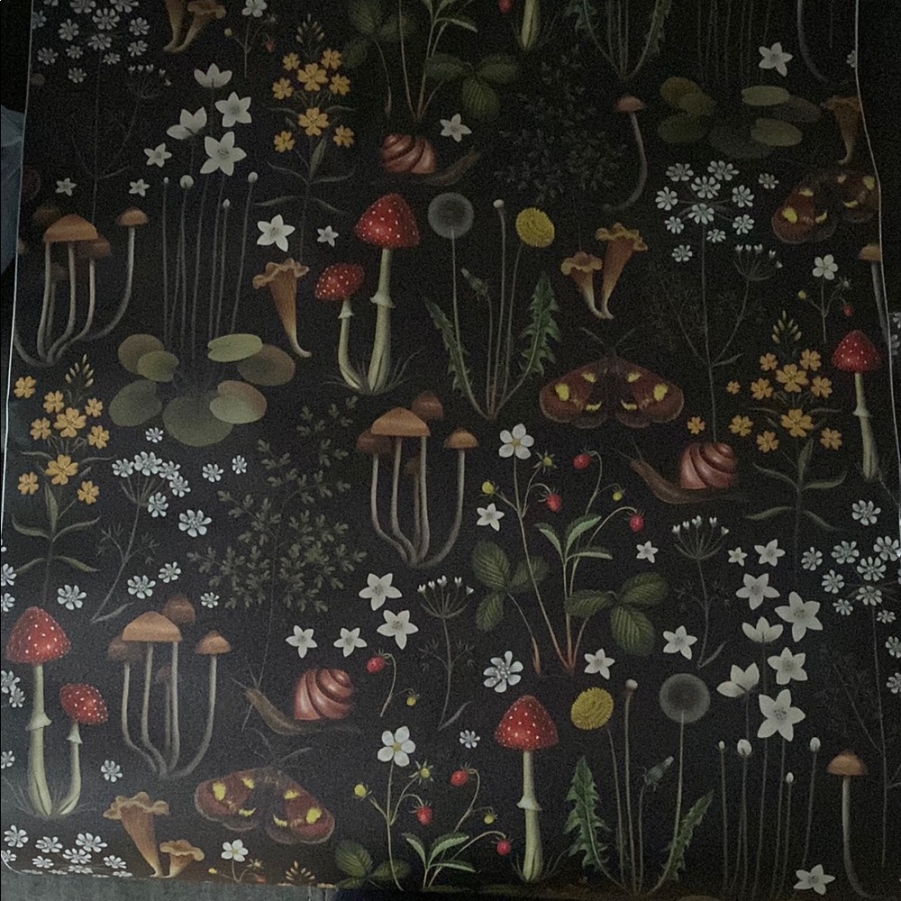 Mushroom and Floral Patterned self adhesive wallpaper